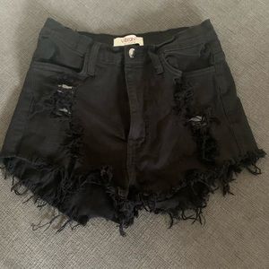 Distressed Black Jean Shorts